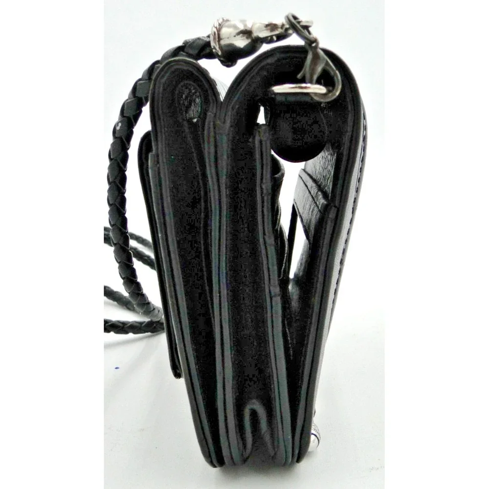 Brighton Black‎ Leather And Croc Wallet Crossbody Belt Purse